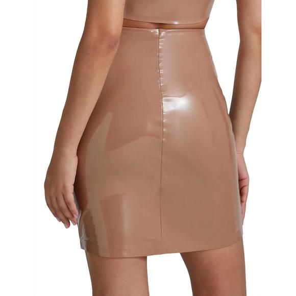 NEW COMMANDO faux patent leather mini skirt in cocoa - Picture 2 of 3